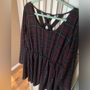 TORRID RED PLAID CROSSBACK SKATER DRESS MIDI Size  3x